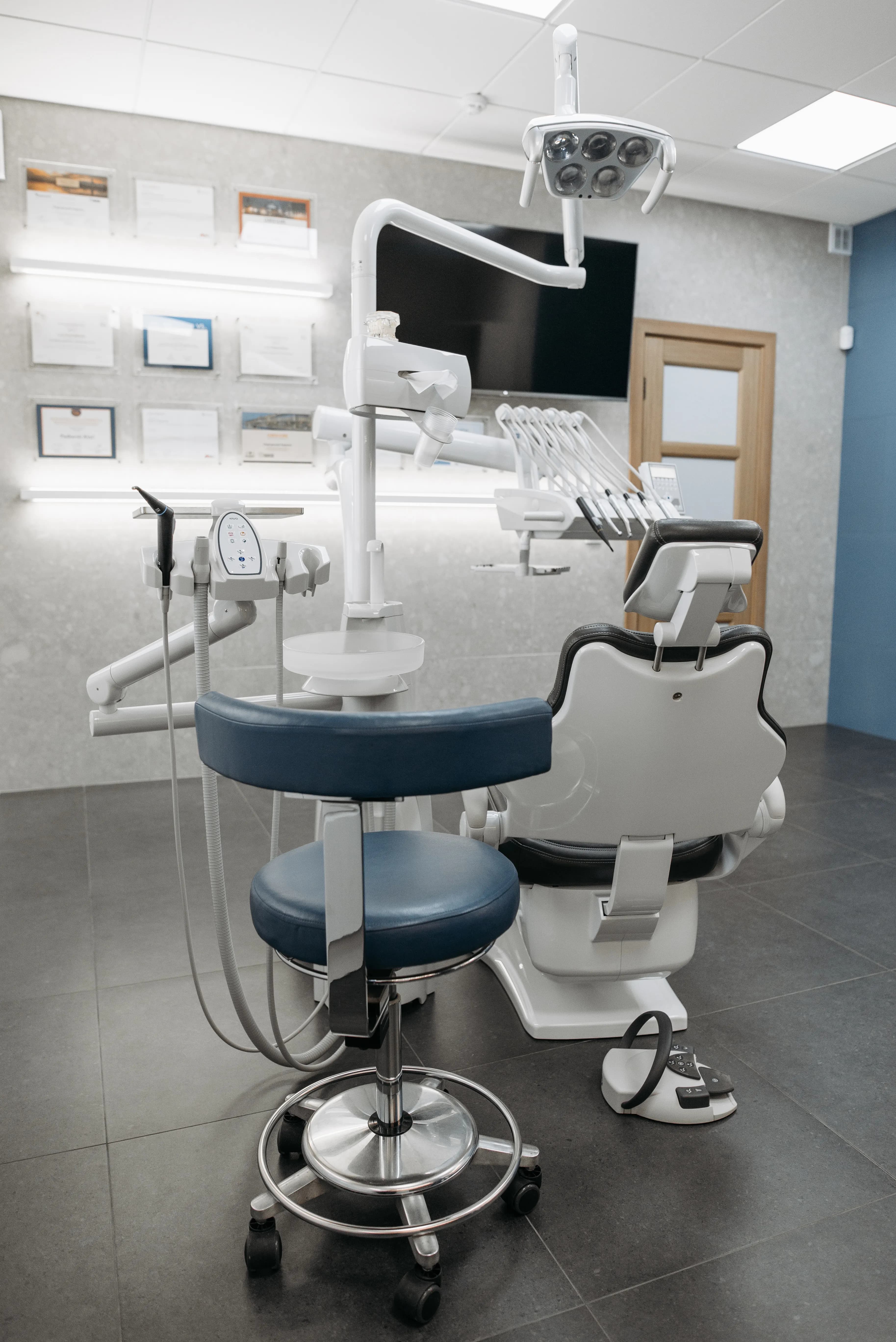 Clean, spacious office hallway